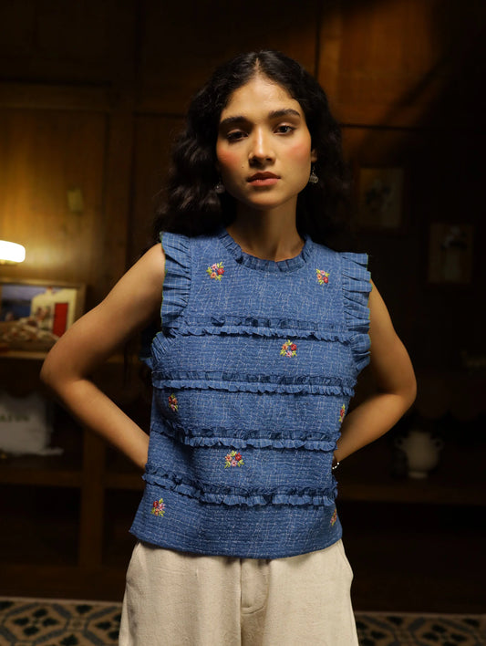 Kurf-Ruffle Top | Blue
