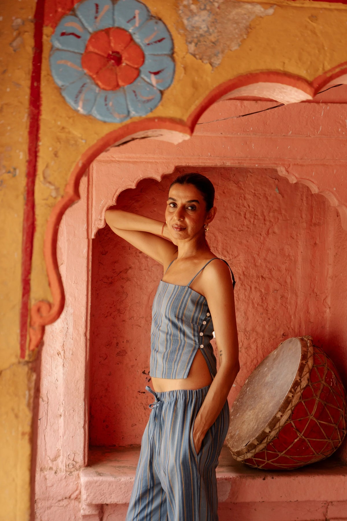 Razia Pants | Handloom Indigo Blue Stripe