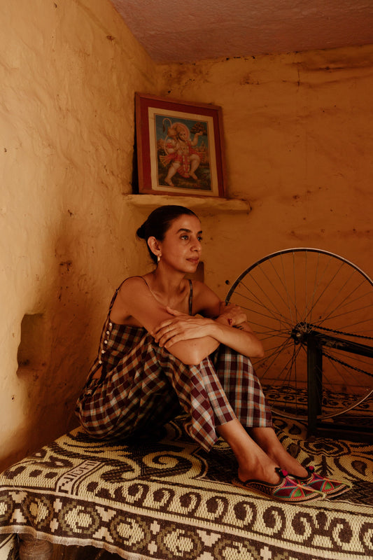 Razia Pants | Handloom Plum Check