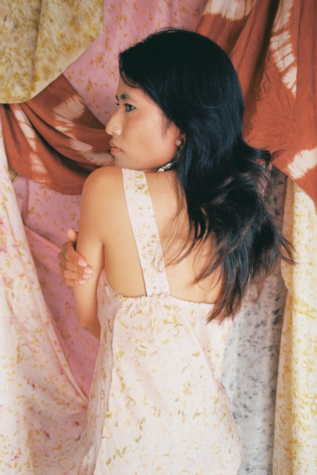 Chami Dress | Blue Eco Print Silk