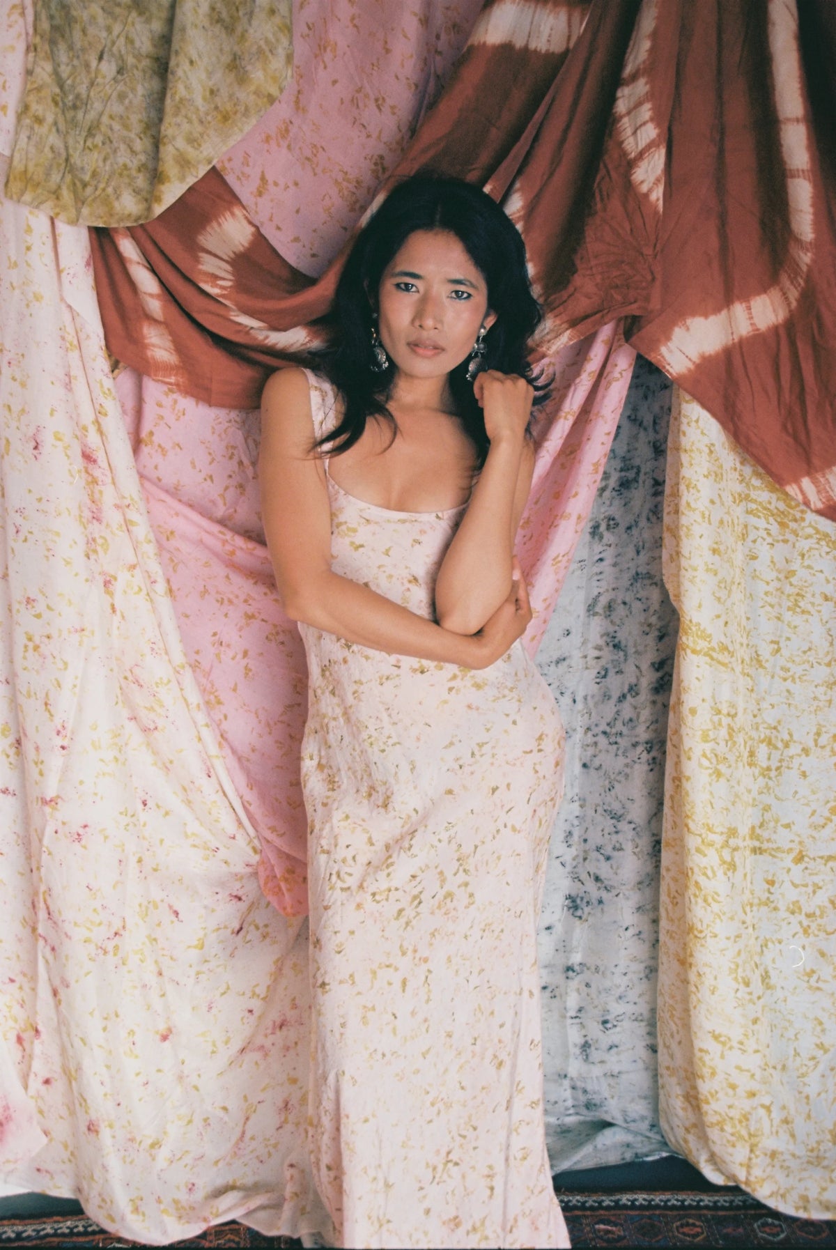 Chami Dress | Blue Eco Print Silk
