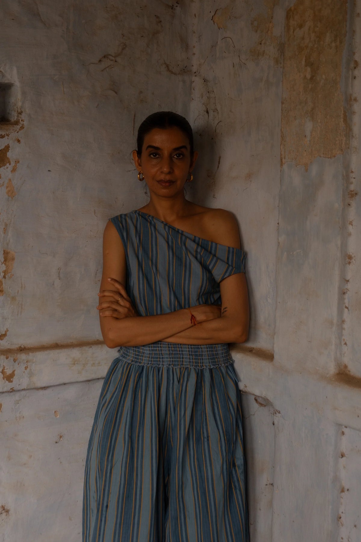 Nasibi Top | Handloom Indigo Stripe